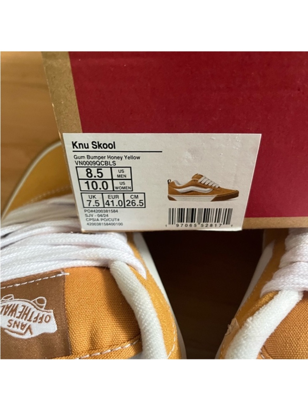 Vans Knu Skool Gum Bumper Honey Yellow Women 10.0 US - Picture 9 of 9